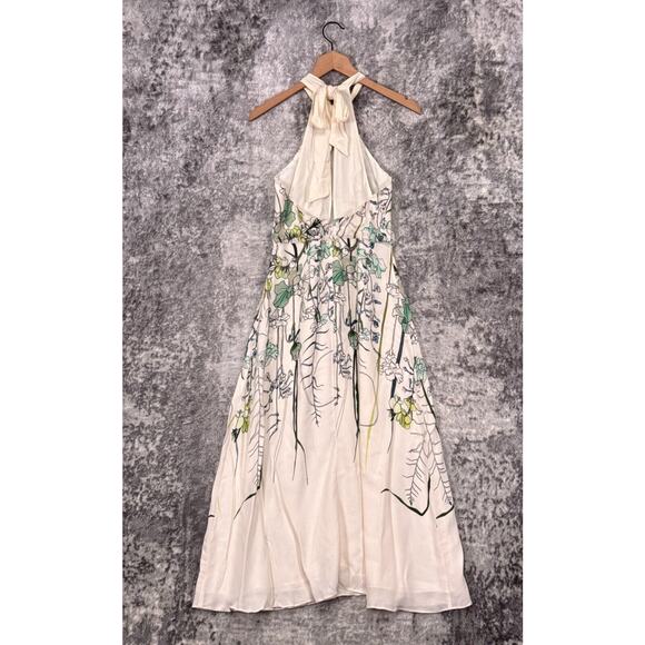 Reiss Dress 6 Womens Floral Halter Neck Backless Flowy Maxi-price is firm - Picture 3 of 9